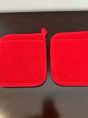Vintage CANNON 2 Terry Cloth Potholder Red 100% Made USA Cotton NEW